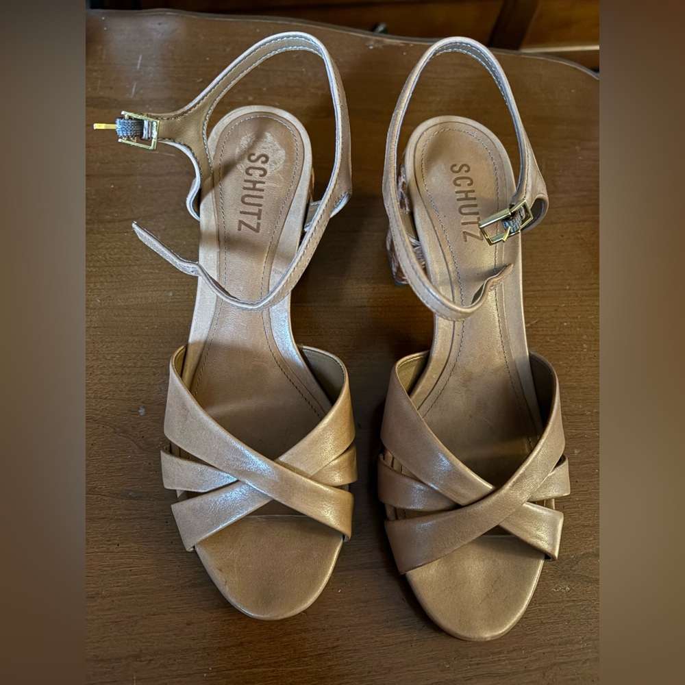 SCHUTZ Women's Beige Strappy Heels